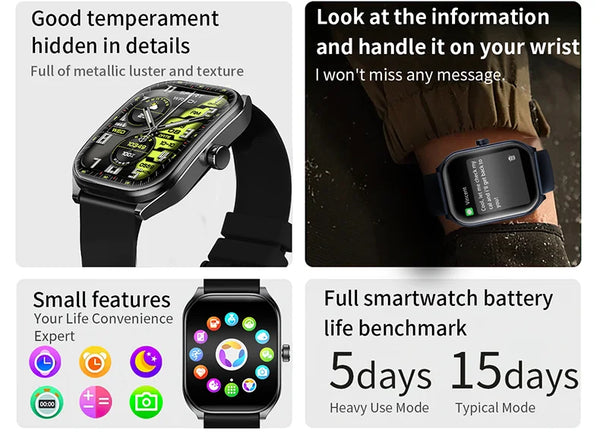 New Rugged Outdoor 2.01'' Curved Screen Waterproof Sports Fitness Tracker Smart Watch Bracelet