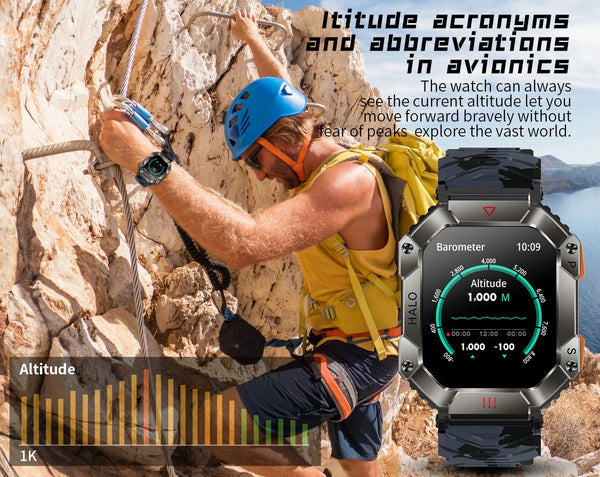 New Multi-Sport Outdoor Rugged Fitness Tracker Men's Smart Watch With Compass For Android IOS