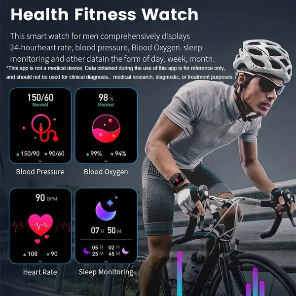 New High Resolution 1.96' Inch Screen Outdoor Sports Fitness Tracker Smart Watch