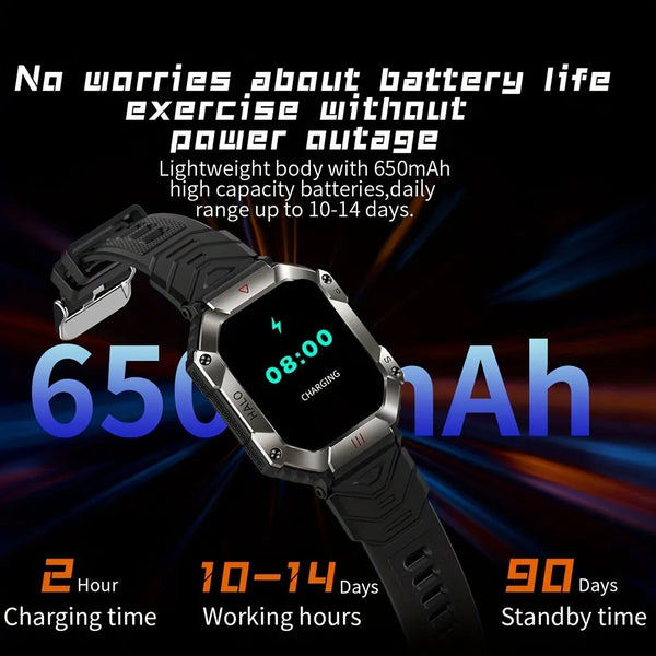 New Multi-Sport Outdoor Rugged Fitness Tracker Men's Smart Watch With Compass For Android IOS