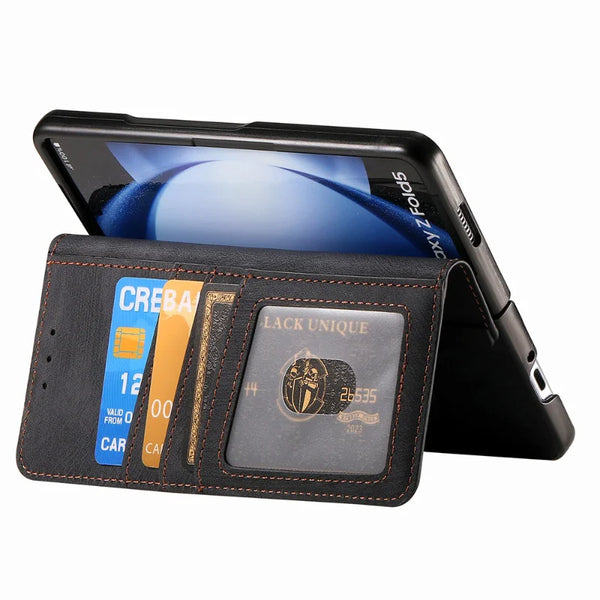 New Multifunctional Magnetic Leather Wallet Case With Zipper Flip Stand For Samsung Galaxy Z Fold 6 5 Series