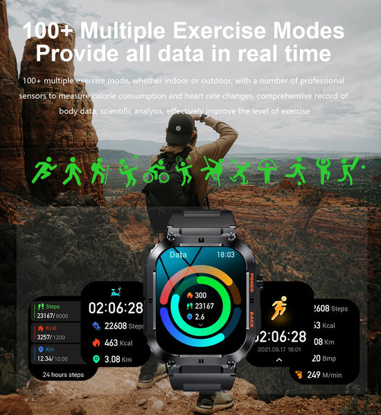 New High Resolution 1.96' Inch Screen Outdoor Sports Fitness Tracker Smart Watch