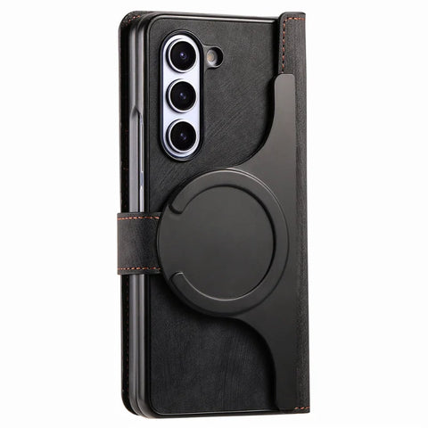 New Multifunctional Magnetic Leather Wallet Case With Zipper Flip Stand For Samsung Galaxy Z Fold 6 5 Series