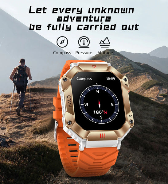 New Multi-Sport Outdoor Rugged Fitness Tracker Men's Smart Watch With Compass For Android IOS