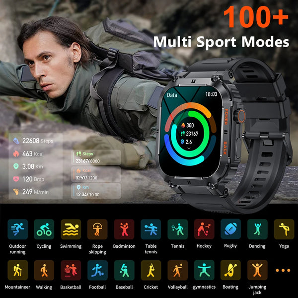 New 1.96'' Large Screen Fitness Tracker Smart Watch With Bluetooth Call For Android IOS