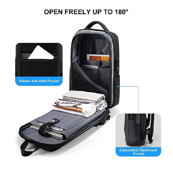 New Expandable Anti-Theft Hard Shell Travel Backpack 15.6 Inch Laptop Bag With USB Port