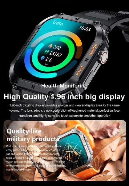 New 1.96'' Large Screen Fitness Tracker Smart Watch With Bluetooth Call For Android IOS