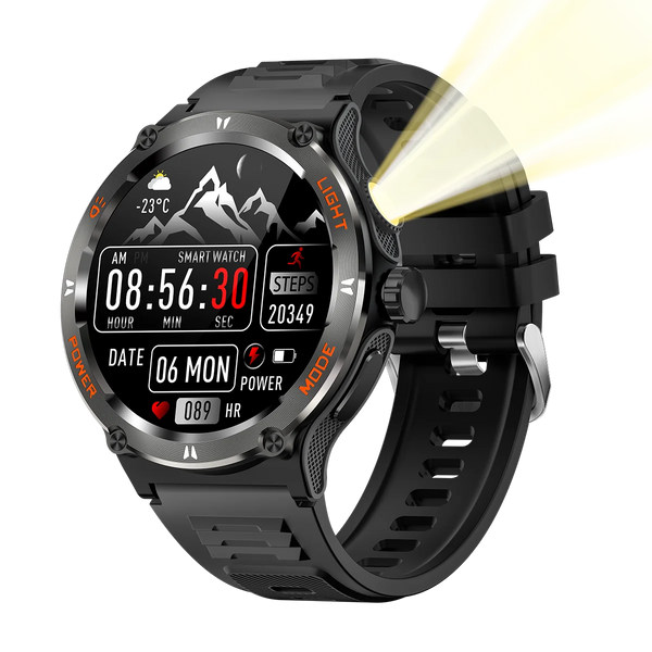 New Outdoor Rugged 3ATM Water-Resistant Smart Watch Fitness Tracker With Compass Flashlight