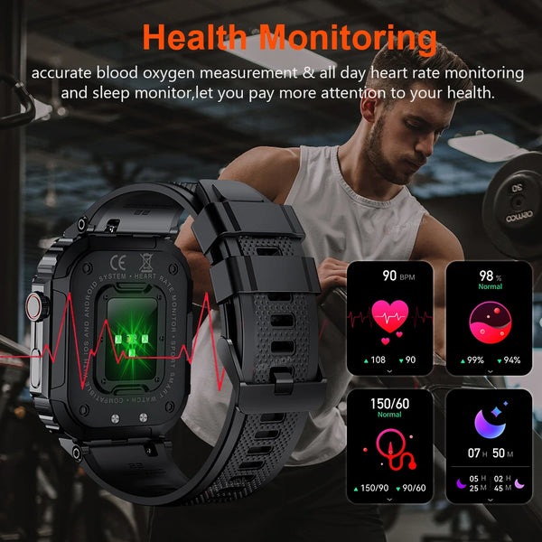 New 1.96'' Large Screen Fitness Tracker Smart Watch With Bluetooth Call For Android IOS