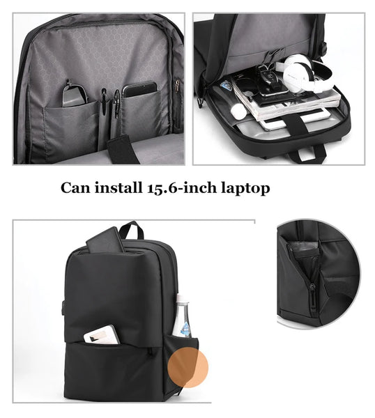 New 15.6 Inch Compact Water Resistant Travel Backpack Laptop Bag With USB Port