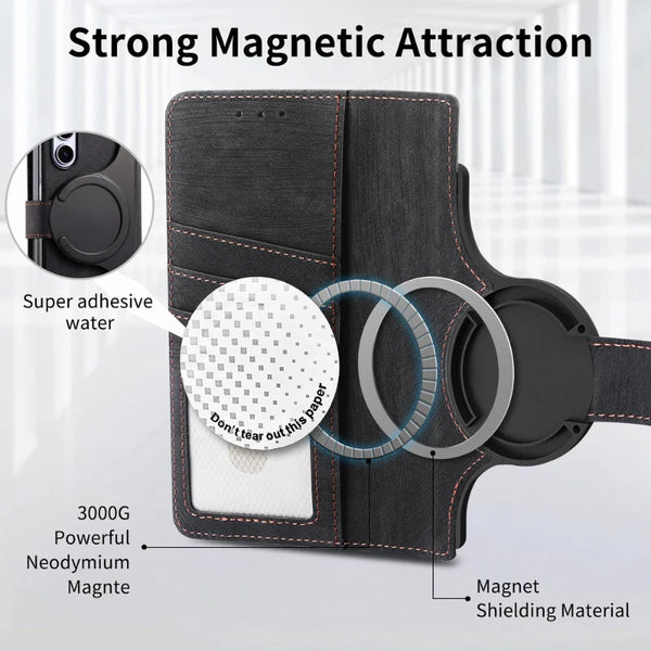 New Multifunctional Magnetic Leather Wallet Case With Zipper Flip Stand For Samsung Galaxy Z Fold 6 5 Series