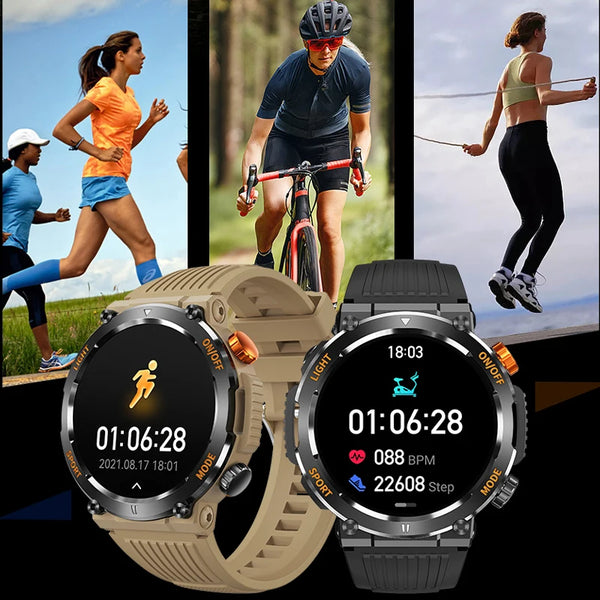 New Outdoor HD Touchscreen Sports Fitness Tracker Smart Watch With Compass & Flashlight