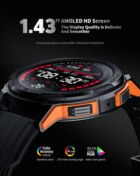 New 1.43 AMOLED Screen Sports Fitness Tracker Smart Watch With Bluetooth Calling