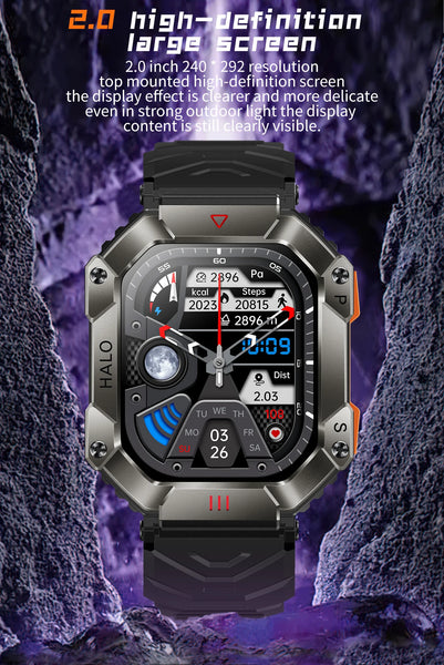 New Multi-Sport Outdoor Rugged Fitness Tracker Men's Smart Watch With Compass For Android IOS