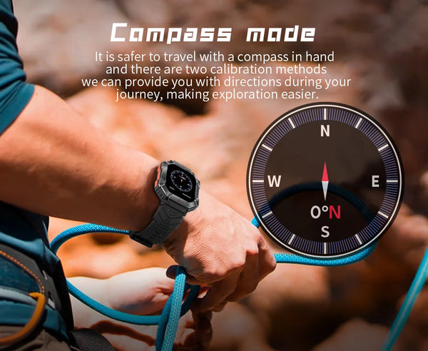 New Multi-Sport Outdoor Rugged Fitness Tracker Men's Smart Watch With Compass For Android IOS