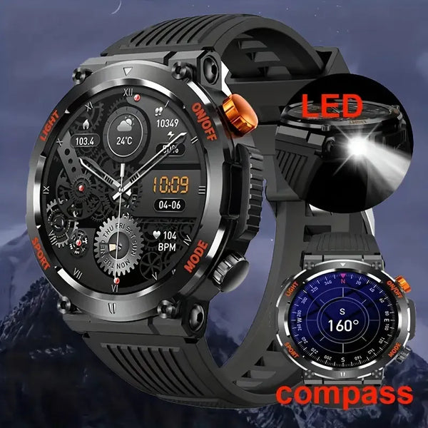 New Outdoor HD Touchscreen Sports Fitness Tracker Smart Watch With Compass & Flashlight