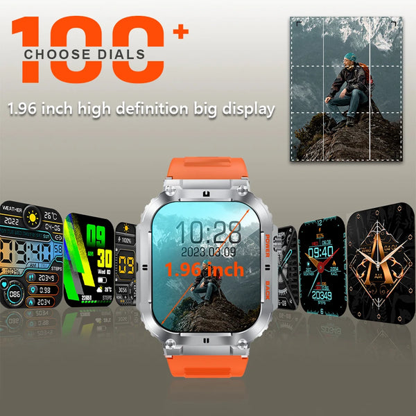 New 1.96'' Large Screen Fitness Tracker Smart Watch With Bluetooth Call For Android IOS