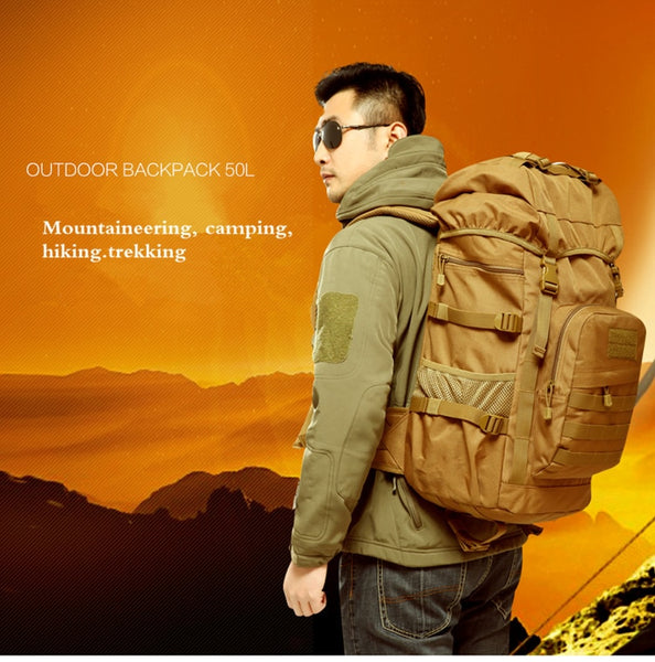 New Large Capacity Water Repellent Military-Styled Mountaineer Backpack For Hiking Camping Travel