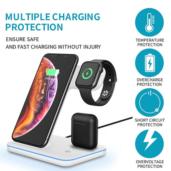 New 15W Fast Qi Wireless Charging Stand Dock Phone Holder Charger For iPhones Airpods Appe Watch