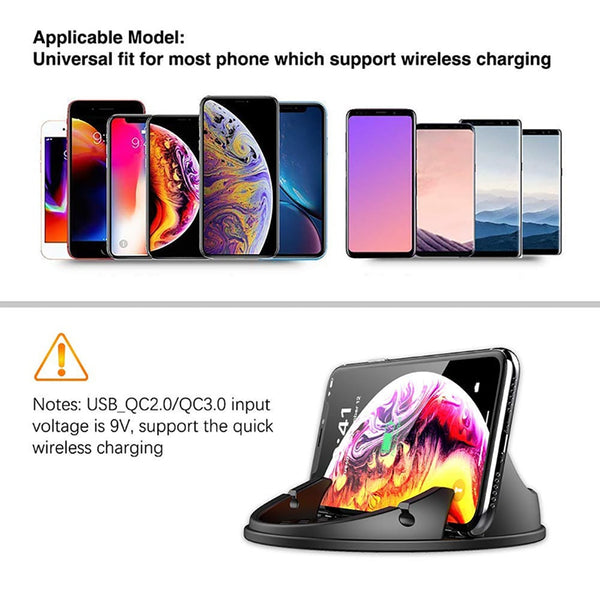 New 10W Fast Qi Wireless Charging Car Holder Mount For Compatible iPhone Samsung Smartphones