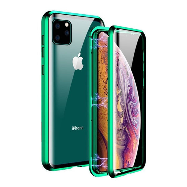 New Metal Magnetic Tempered Glass Protective Case For iPhone 11 Pro XS Max Series