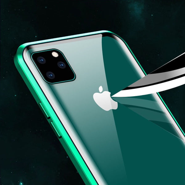 New Metal Magnetic Tempered Glass Protective Case For iPhone 11 Pro XS Max Series