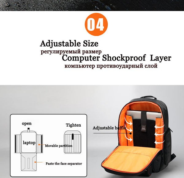 New Adventurer's External USB Charge Anti-Theft 15.6 Inch Laptop Notebook Computer Backpack Bag