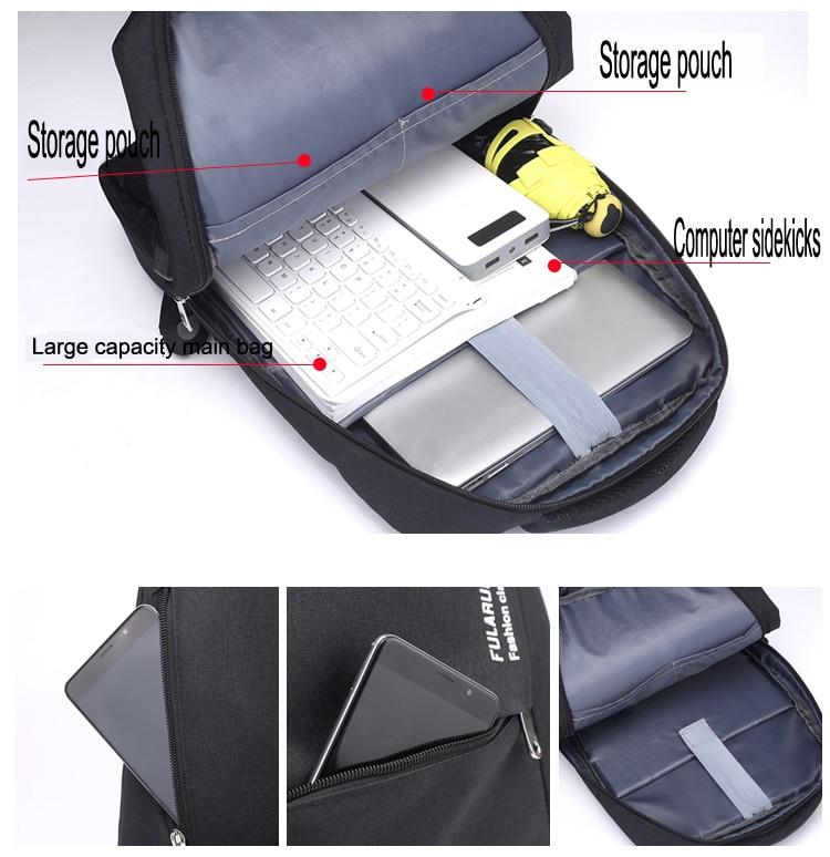 New Multifunctional USB Port Charging Men 15'' Laptop Backpacks Busine